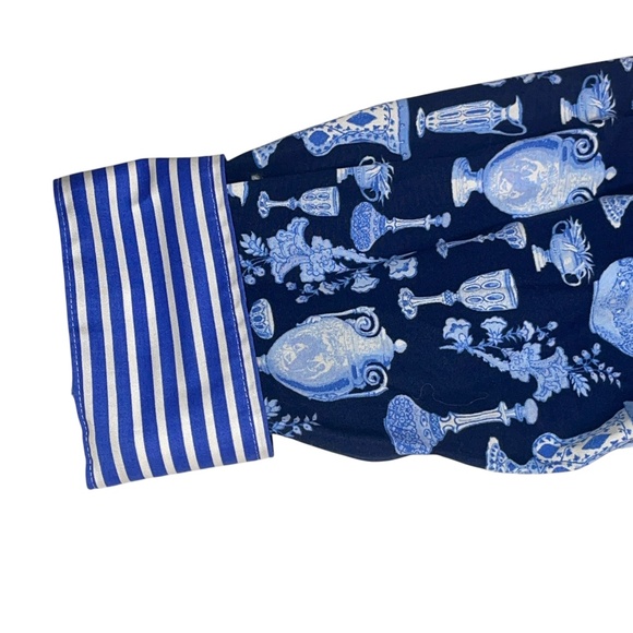 Talbots Plus Size 20 W Novelty Vases Teapots Urns Button Up Non-Iron Top Blouse - Picture 4 of 13